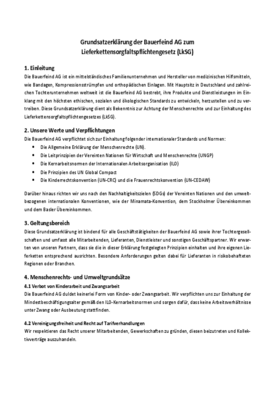 Grundsatzerklärung der Bauerfeind AG zum Lieferkettensorgfaltspflichtengesetz