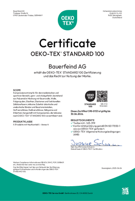 Zertifikat - Oeko-Tex Standard 100