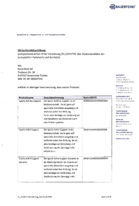 Konformitätserklärung - Sportprodukte